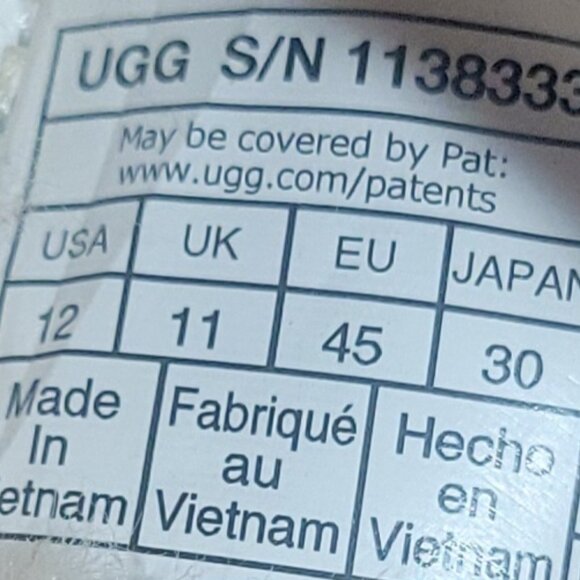 UGG Leisure Men's Sizes 12 US Chestnut Suede Shearling Waterproof Slippers. - Picture 9 of 12